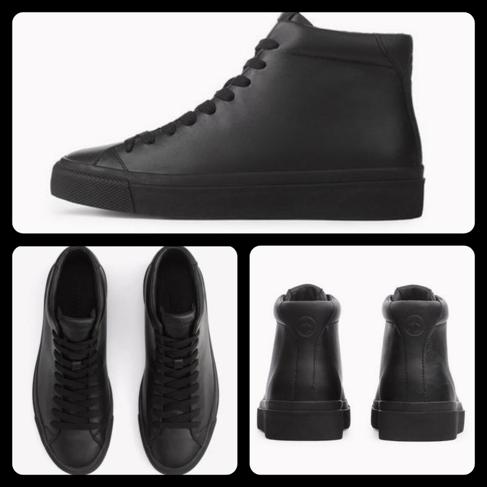Rag & Bone Black Leather High Top Sneakers